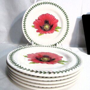 SET OF 6 PRETTY BOTANIC GARDEN MELAMINE SALAD OR SNACK PLATES, UNUSED